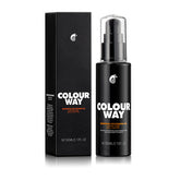 Black 'COLOUR WAY' bottle and packaging with certification logos on a white background